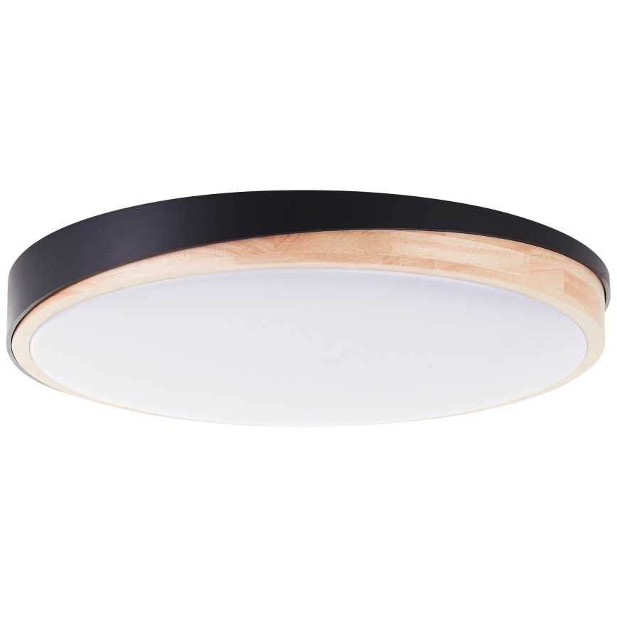 Brilliant - Plafón LED regulable BAARLO LED/36W/230V 3000-6500K diá. 50 cm negro/madera de caucho + control remoto - FSC Certificado