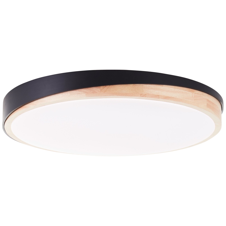 Brilliant - Plafón LED regulable BAARLO LED/36W/230V 3000-6500K diá. 50 cm negro/madera de caucho + control remoto - FSC Certificado