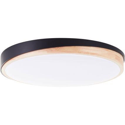 Brilliant - Plafón LED regulable BAARLO LED/36W/230V 3000-6500K diá. 50 cm negro/madera de caucho + control remoto - FSC Certificado