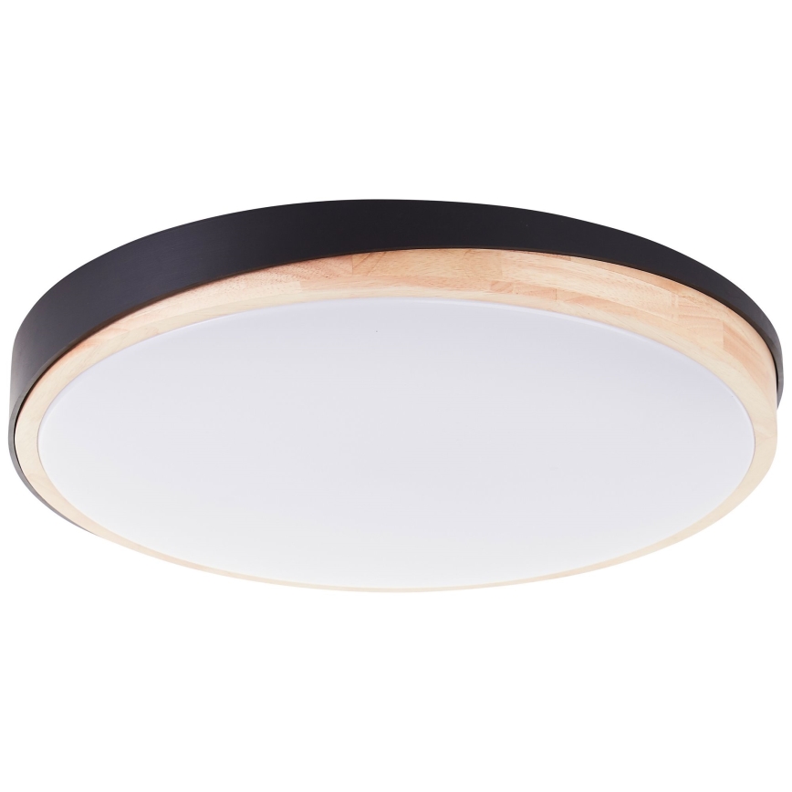 Brilliant - Plafón LED regulable BAARLO LED/36W/230V 3000-6500K diá. 50 cm negro/madera de caucho + control remoto - FSC Certificado