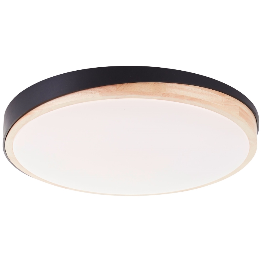 Brilliant - Plafón LED regulable BAARLO LED/36W/230V 3000-6500K diá. 50 cm negro/madera de caucho + control remoto - FSC Certificado