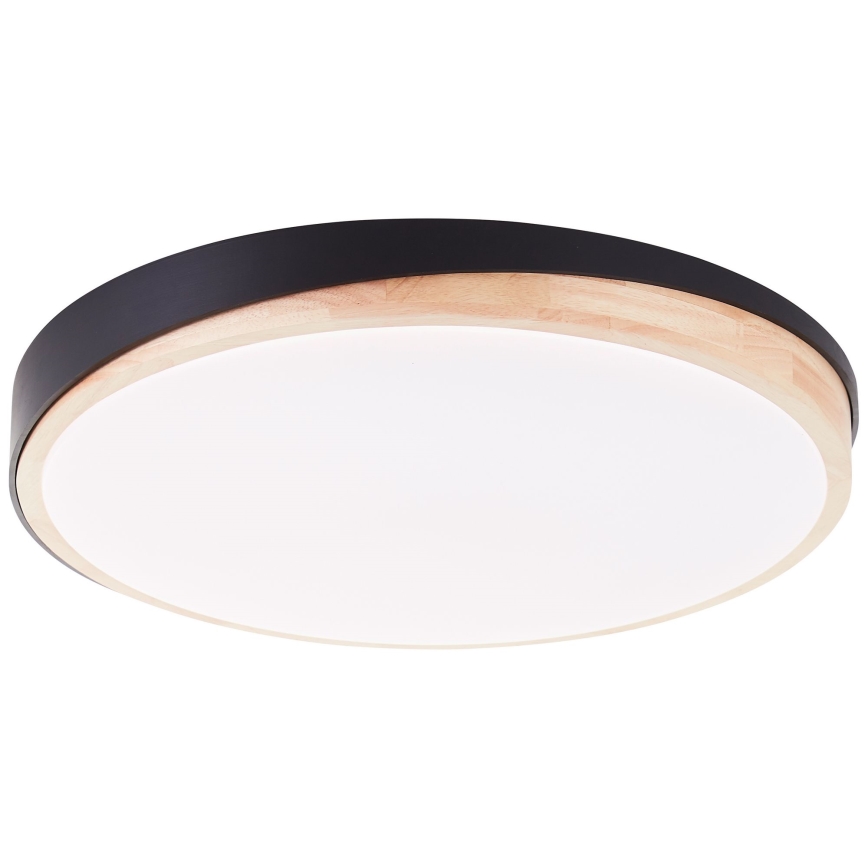 Brilliant - Plafón LED regulable BAARLO LED/36W/230V 3000-6500K diá. 50 cm negro/madera de caucho + control remoto - FSC Certificado
