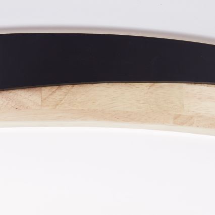 Brilliant - Plafón LED regulable BAARLO LED/36W/230V 3000-6500K diá. 50 cm negro/madera de caucho + control remoto - FSC Certificado