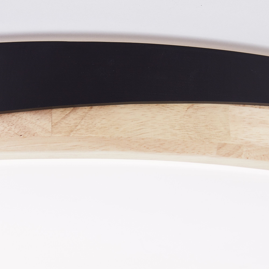 Brilliant - Plafón LED regulable BAARLO LED/36W/230V 3000-6500K diá. 50 cm negro/madera de caucho + control remoto - FSC Certificado