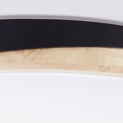Brilliant - Plafón LED regulable BAARLO LED/36W/230V 3000-6500K diá. 50 cm negro/madera de caucho + control remoto - FSC Certificado