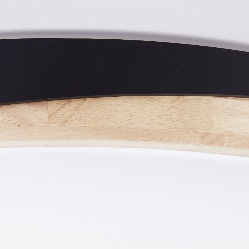 Brilliant - Plafón LED regulable BAARLO LED/36W/230V 3000-6500K diá. 50 cm negro/madera de caucho + control remoto - FSC Certificado