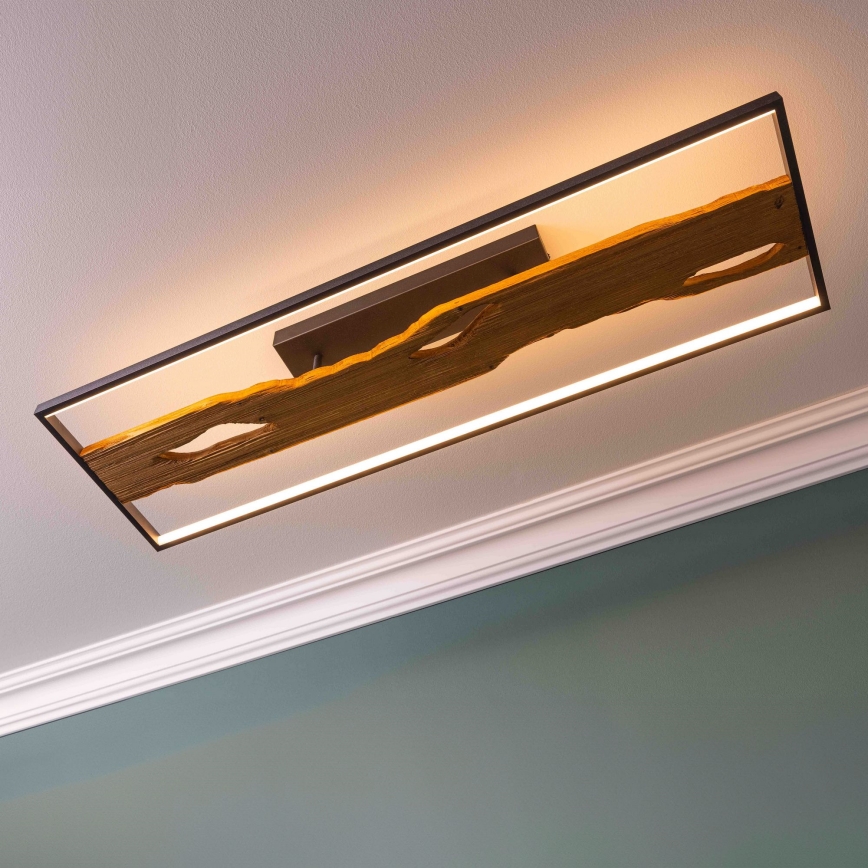 Brilliant - Plafón LED regulable CHAUMONT LED/48W/230V madera de caucho - FSC certificado