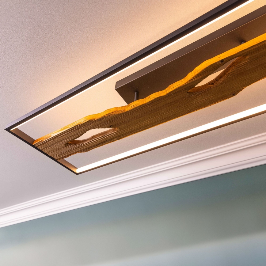 Brilliant - Plafón LED regulable CHAUMONT LED/48W/230V madera de caucho - FSC certificado