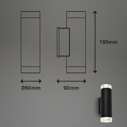 Brilo - Aplique LED para exterior 2xGU10/4,7W/230V IP44 4000K negro