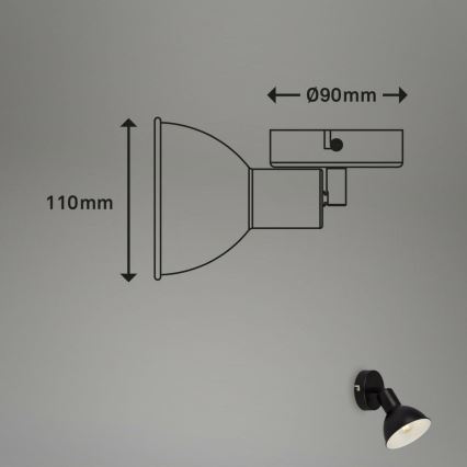 Brilo - Foco de pared RETRO 1xE14/25W/230V negro