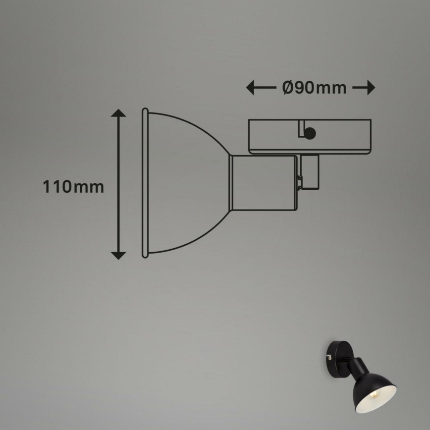 Brilo - Foco de pared RETRO 1xE14/25W/230V negro