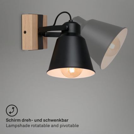 Brilo - Foco de pared TALLE  1xE27/40W/230V árbol de caucho