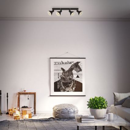 Brilo - Foco RETRO 4xE14/25W/230V negro