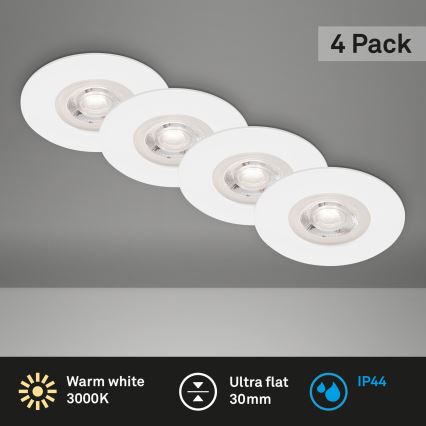 Brilo - JUEGO 4x LED Lámpara de techo para cuarto de baño LED/4,9W/230V IP44 blanco