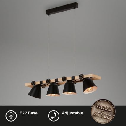 Brilo - Lámpara colgante TALLE 4xE27/40W/230V árbol de caucho