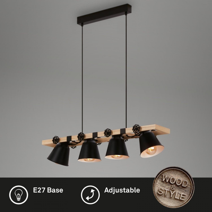 Brilo - Lámpara colgante TALLE 4xE27/40W/230V árbol de caucho