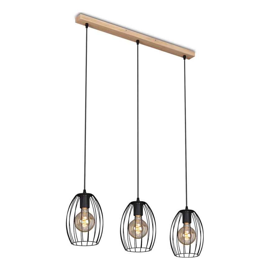 Brilo - Lámpara colgante WAKTU 3xE27/60W/230V árbol de caucho