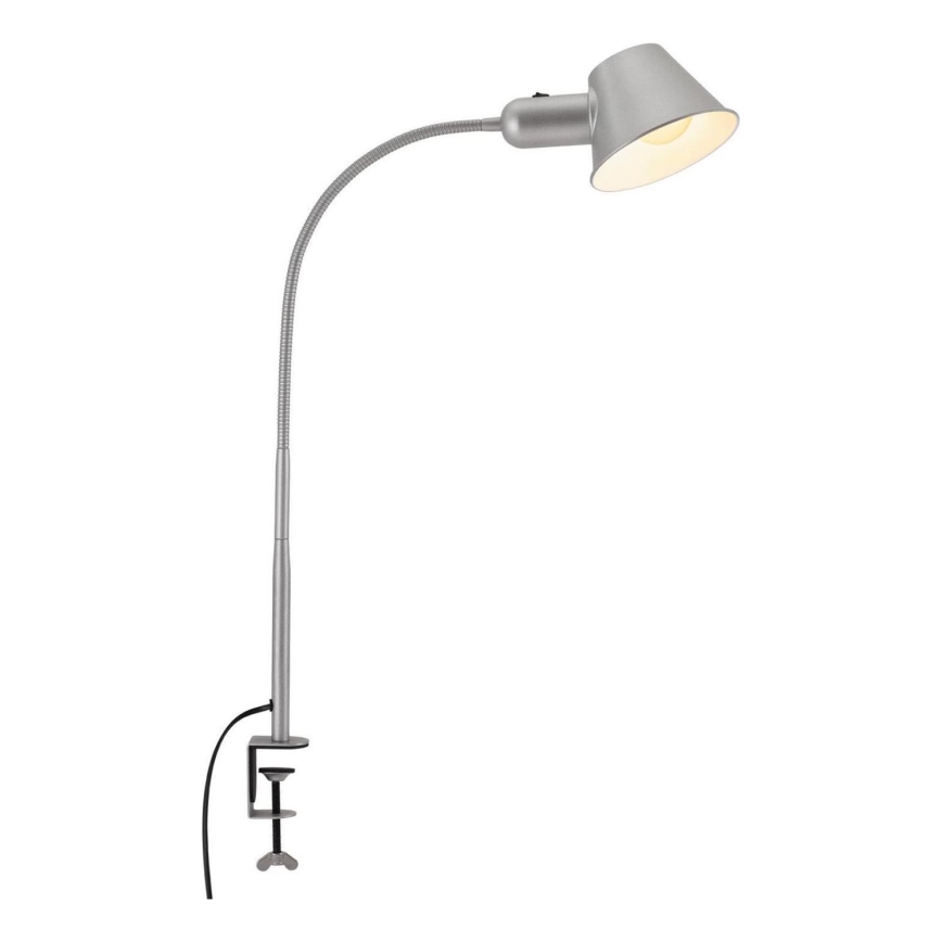 Brilo - Lámpara de mesa flexible con clip 1xE27/10W/230V plata