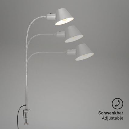 Brilo - Lámpara de mesa flexible con clip 1xE27/10W/230V plata
