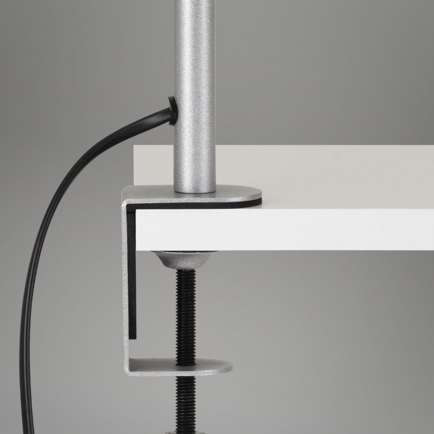 Brilo - Lámpara de mesa flexible con clip 1xE27/10W/230V plata