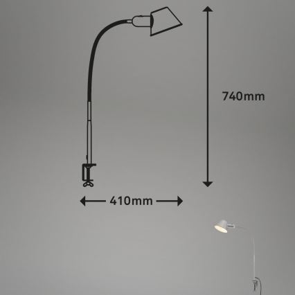 Brilo - Lámpara de mesa flexible con clip 1xE27/10W/230V plata