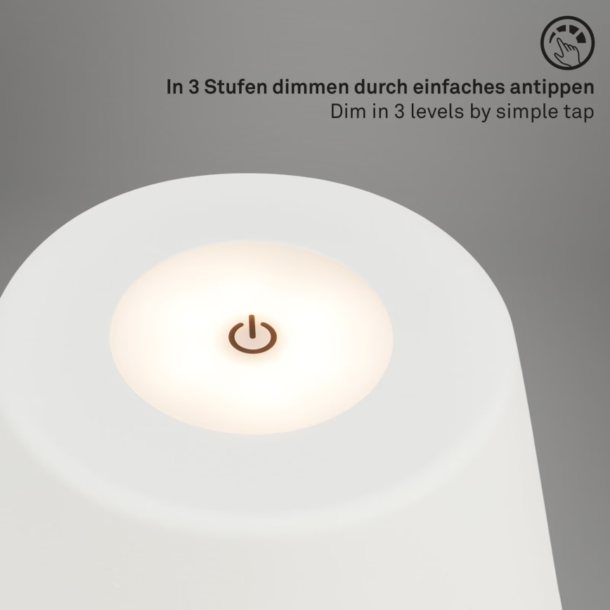 Brilo - Lámpara de mesa LED de exterior recargable y regulable LED/3,5W/5V IP44 blanco