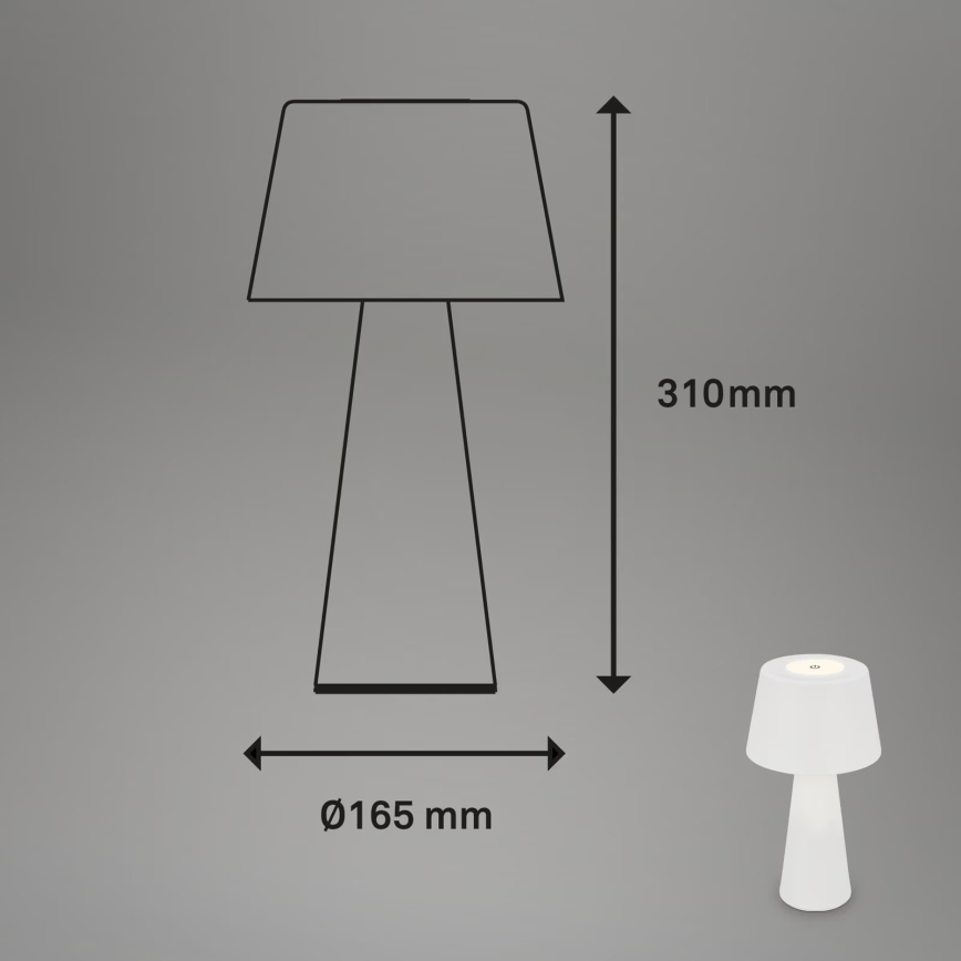 Brilo - Lámpara de mesa LED de exterior recargable y regulable LED/3,5W/5V IP44 blanco