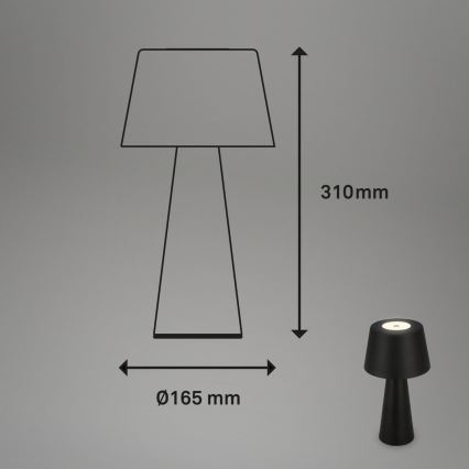 Brilo - Lámpara de mesa LED de exterior recargable y regulable LED/3,5W/5V IP44 negro
