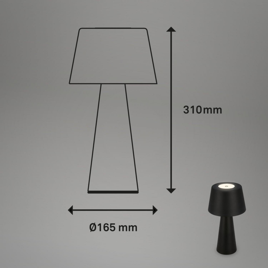 Brilo - Lámpara de mesa LED de exterior recargable y regulable LED/3,5W/5V IP44 negro