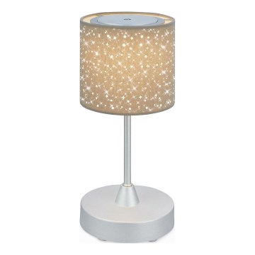 Brilo - Lámpara de mesa LED exterior recargable y regulable LOLE LED/3W/5V 2000mAh IP44 plata/beige