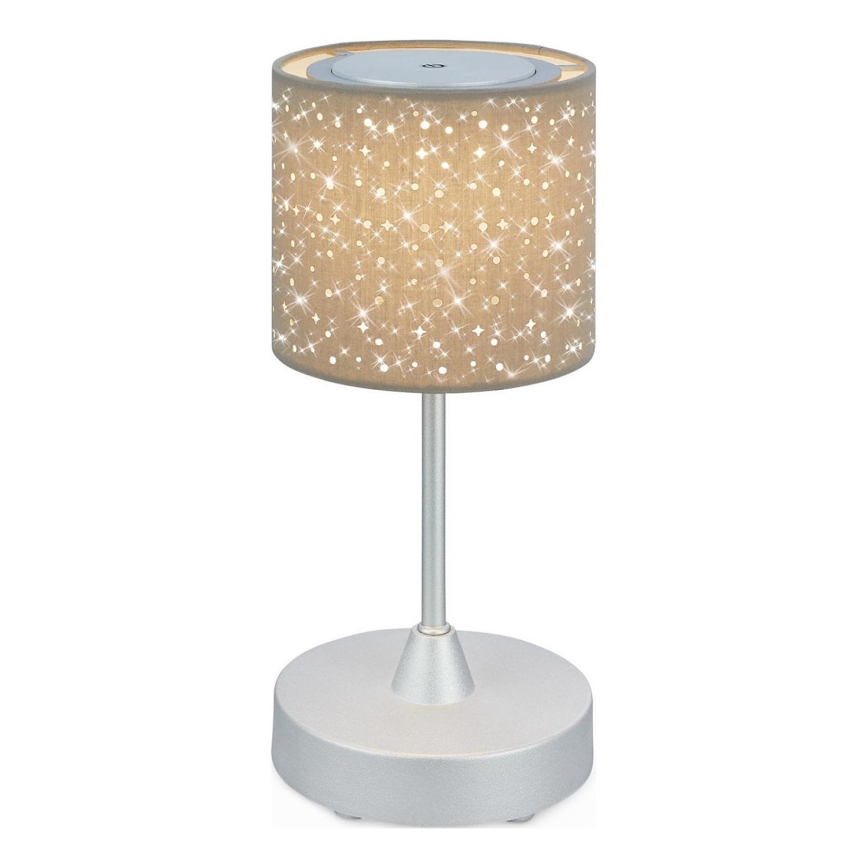 Brilo - Lámpara de mesa LED exterior recargable y regulable LOLE LED/3W/5V 2000mAh IP44 plata/beige