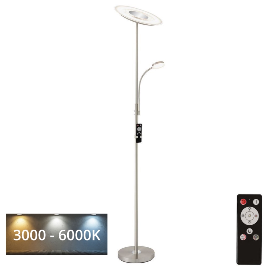 Brilo - Lámpara de pie LED regulable LED/29,5W/230V + LED/3,5W 3000-6000K + control remoto
