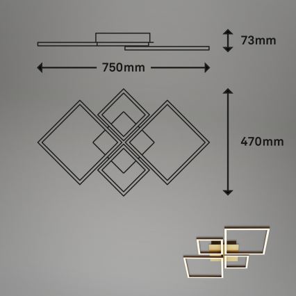 Brilo - Lámpara de techo LED regulable FRAME LED/44W/230V