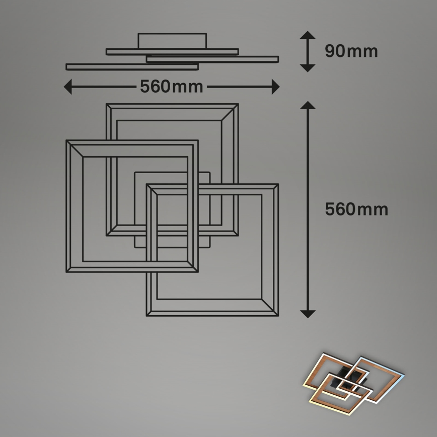 Brilo - Lámpara de techo LED regulable FRAME LED/45W/230V 2700-6500K + control remoto