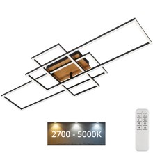 Brilo - Lámpara de techo LED regulable FRAME LED/51W/230V 2700-5000K negro/marrón + control remoto