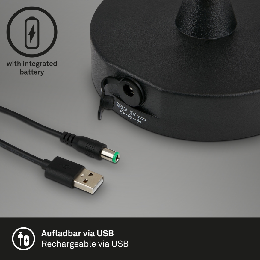 Brilo - Lámpara LED exterior recargable y regulable LED/3W/5V IP44 2000 mAh