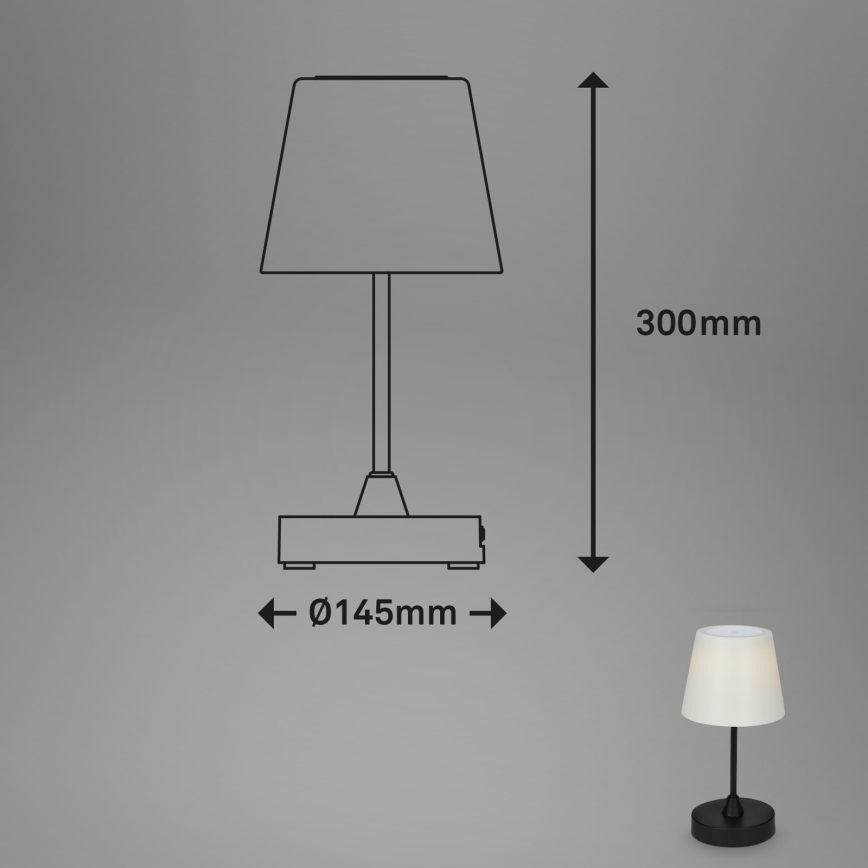 Brilo - Lámpara LED exterior recargable y regulable LED/3W/5V IP44 2000 mAh