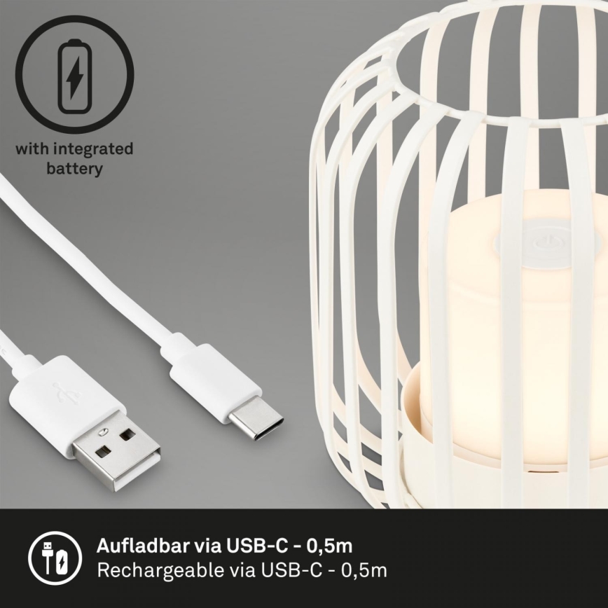 Brilo - LED Regulable Recargable exterior lámpara de mesa LED/2W/5V IP44 blanco