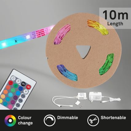 Brilo - LED RGB Tira regulable 11,5m LED/24W/230V + control remoto