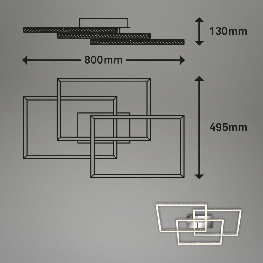 Brilo - Plafón LED regulable FRAME LED/57W/230V 3000K cromo mate