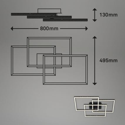 Brilo - Plafón LED regulable FRAME LED/57W/230V 3000K negro