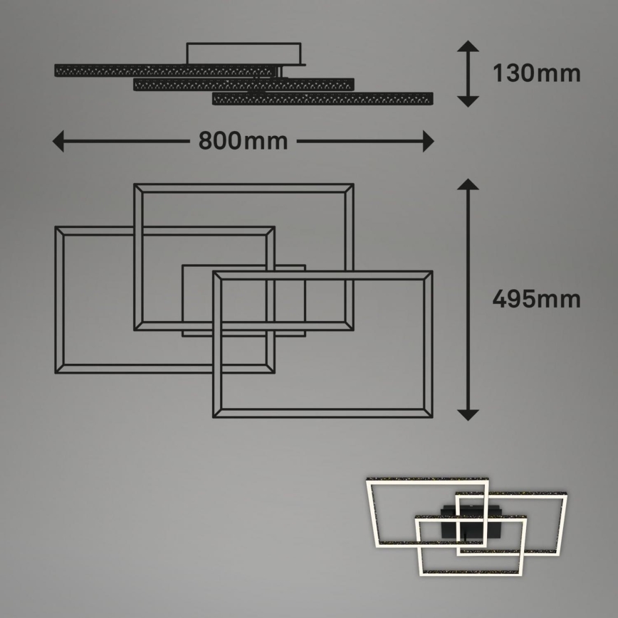 Brilo - Plafón LED regulable FRAME LED/57W/230V 3000K negro