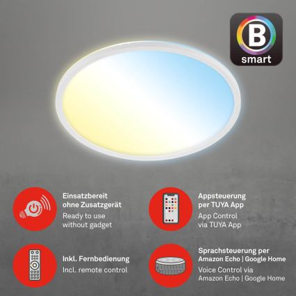 Brilo - Plafón LED regulable SLIM LED/22W/230V 2700-6500K Wi-Fi Tuya + control remoto