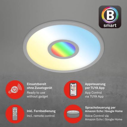 Brilo - Plafón LED RGB regulable CENTRO LED/24W/230V 2700-6500K Wi-Fi Tuya + control remoto