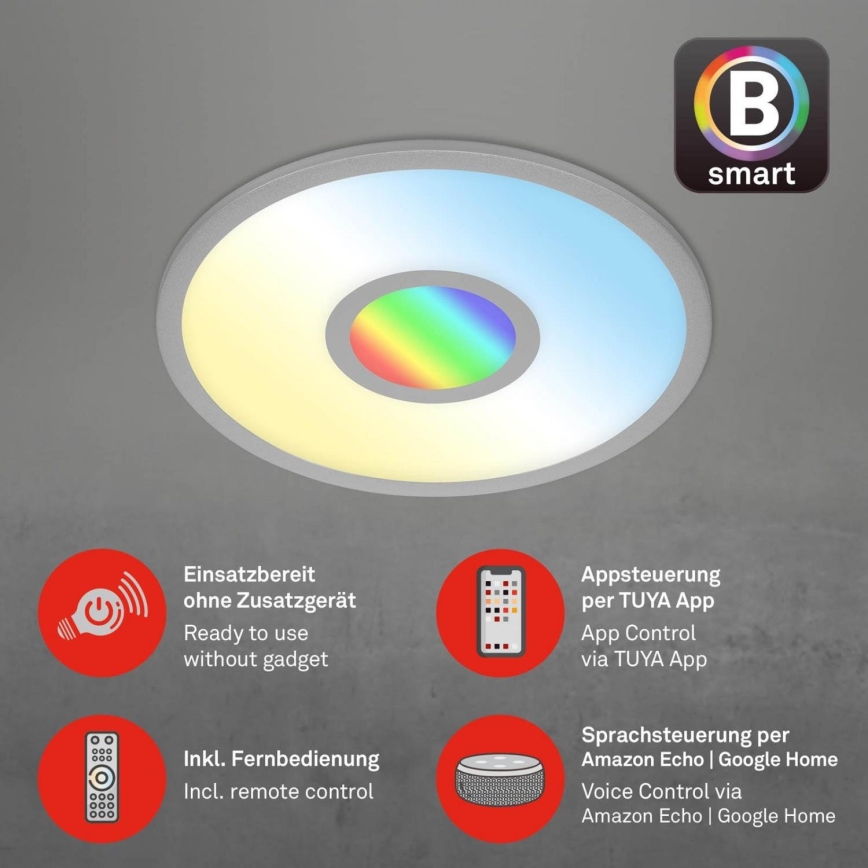Brilo - Plafón LED RGB regulable CENTRO LED/24W/230V 2700-6500K Wi-Fi Tuya + control remoto