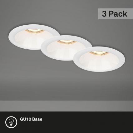 Brilo - SET 3x Lámpara empotrable de baño 1xGU10/9W/230V IP23 blanco