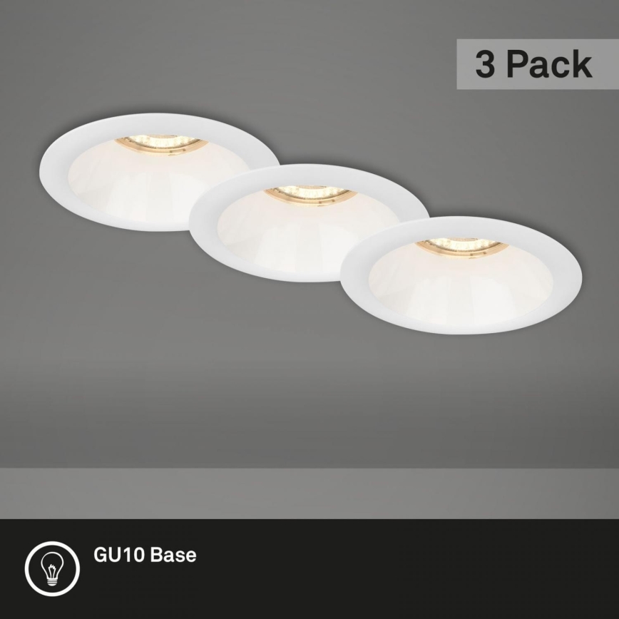 Brilo - SET 3x Lámpara empotrable de baño 1xGU10/9W/230V IP23 blanco