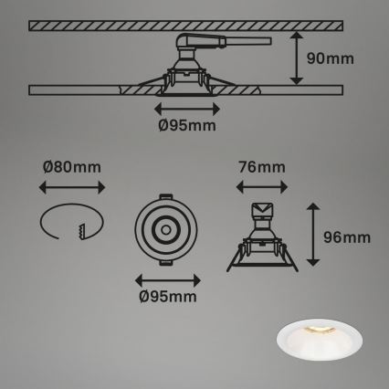 Brilo - SET 3x Lámpara empotrable de baño 1xGU10/9W/230V IP23 blanco