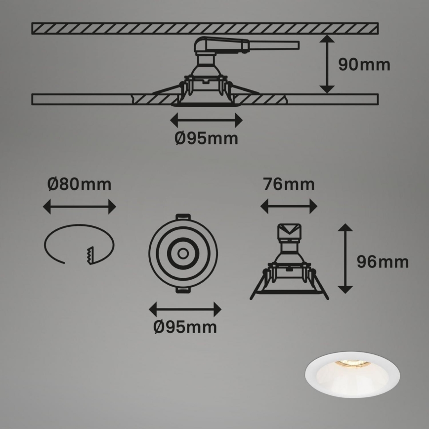 Brilo - SET 3x Lámpara empotrable de baño 1xGU10/9W/230V IP23 blanco
