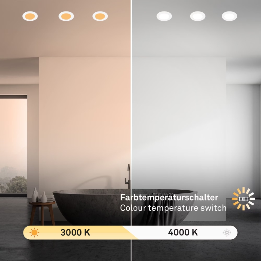 Brilo - SET 3x Lámpara empotrable de baño LED LED/4W/230V IP44 3000/4000K blanco